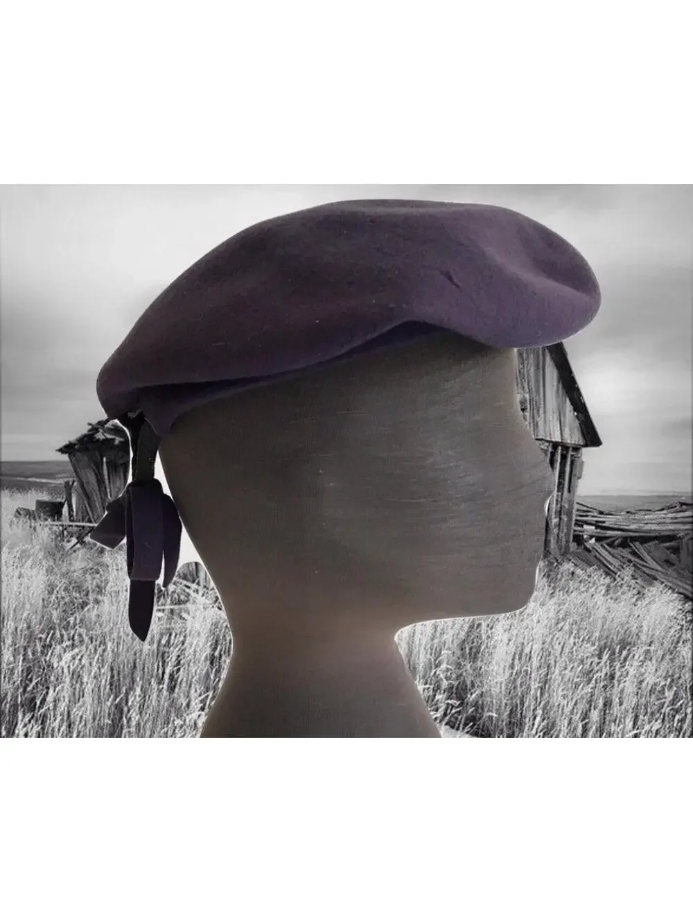 Vintage 1940s Wool Beret - New York Creations - Navy Blue Purple